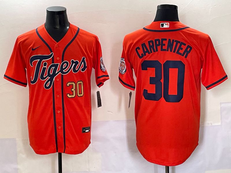 Men 2025 Detroit Tigers #30 Carpenter Orange Game Nike MLB Jersey style 2->detroit tigers->MLB Jersey